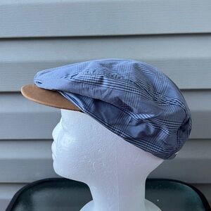 Nike Blue Prince Of Wales Check Cotton Cabbie Golf Hat Mens Leather Bill Sz M